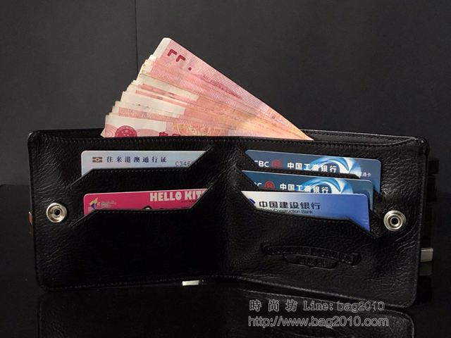 chrome hearts包 克羅心男款經典對折錢包 進口小牛皮 S925純銀 克羅心火焰錢夾  gjc1951